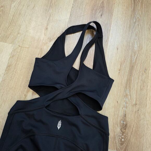 Free People Movement Black Back It Up Jumpsuit sz Small Athletic Athleisure - Picture 5 of 6